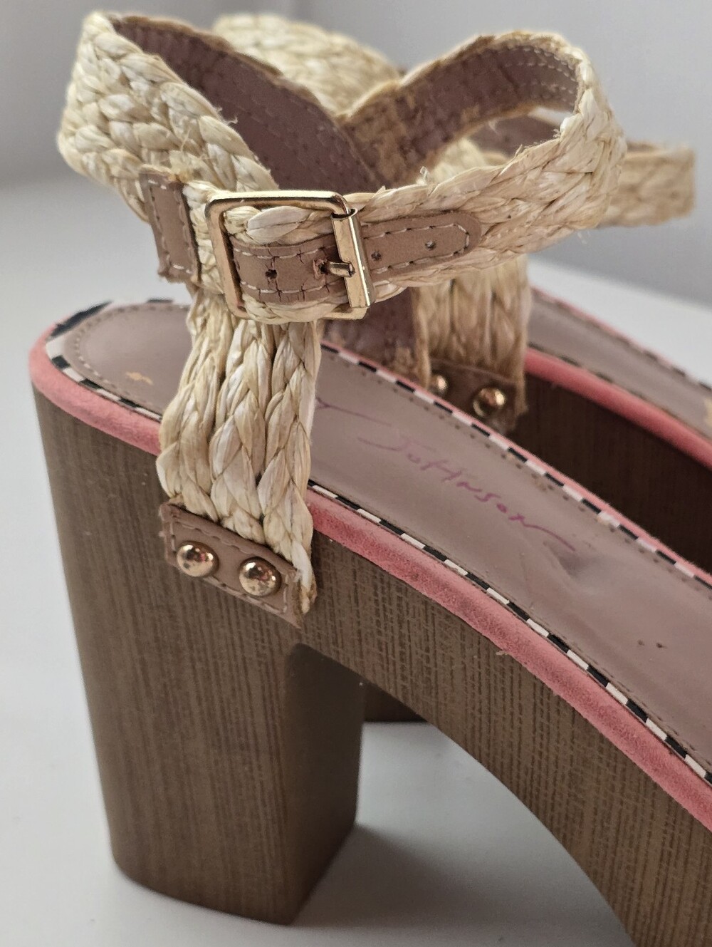 Betsey Johnson Coral Platform Sandals with Multicolor Floral Appliqués - Picture 10 of 16